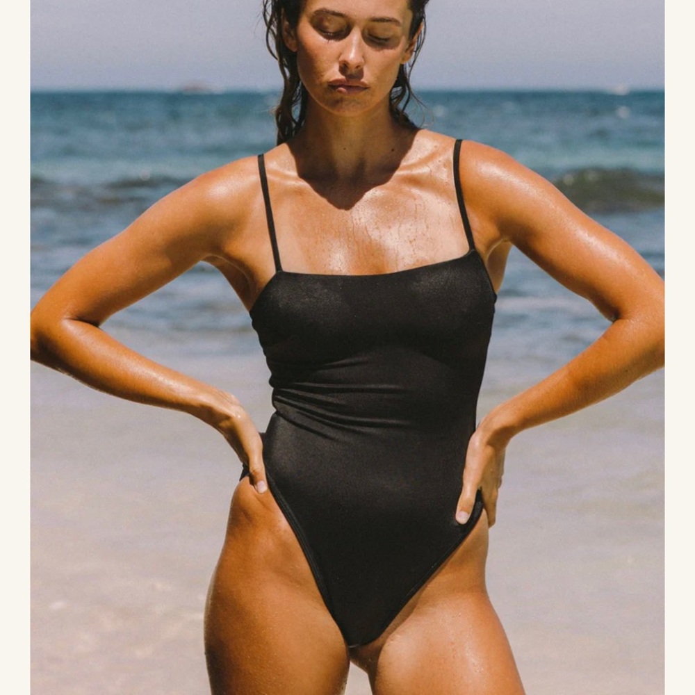 Gooseberry intimates black one piece bathing suit small